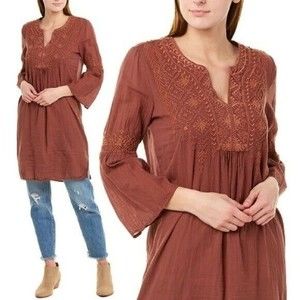 EUC Johnny Was Megan Flare Sleeve Tunic Dress Coco Size Small